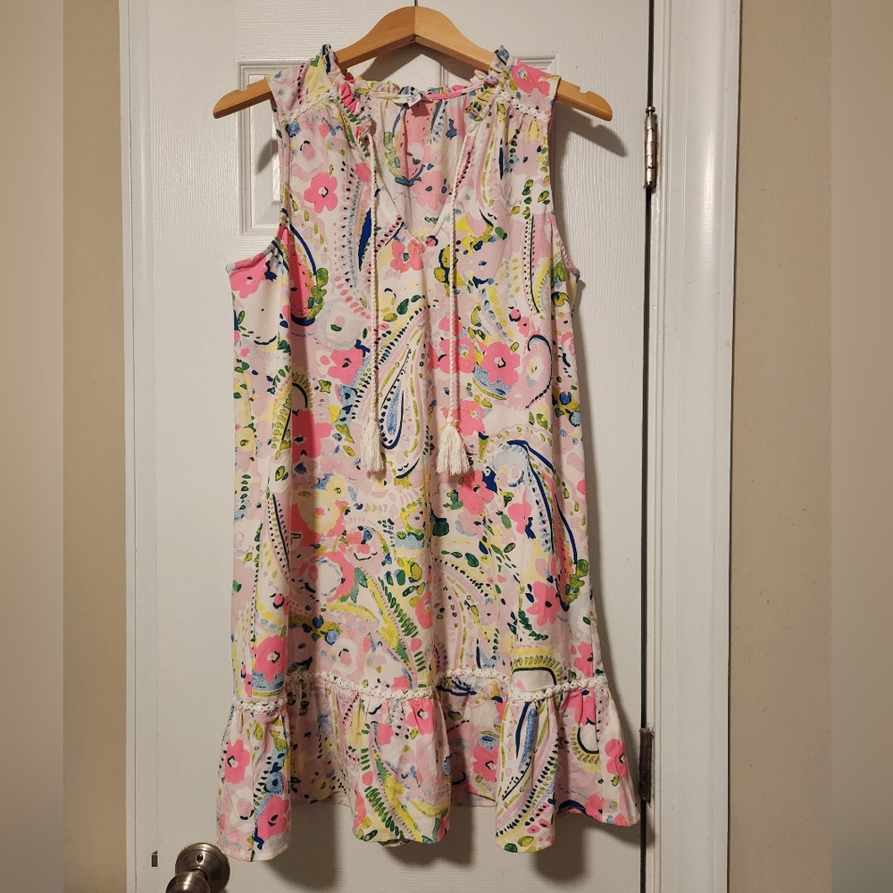 Floral Sleeveless Dress with Ruffle Hem